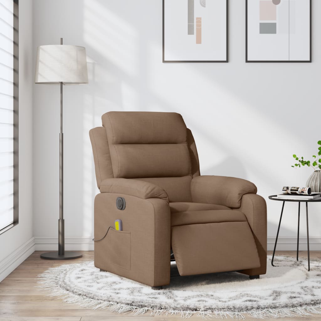 vidaXL Fauteuil inclinable de massage électrique marron tissu