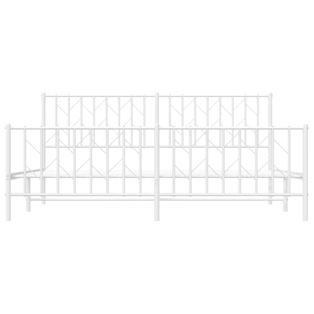 vidaXL Cadre de lit métal sans matelas et pied de lit blanc 183x213 cm