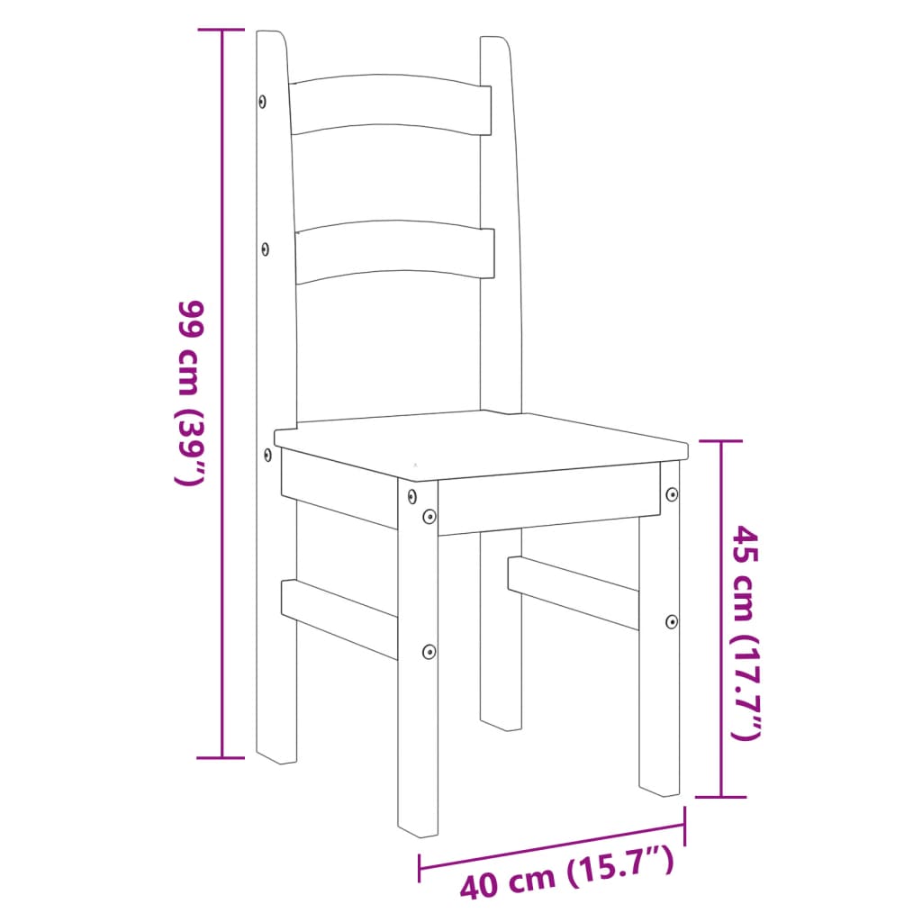 vidaXL Chaises à manger lot de 2 40x46x99 cm bois massif de pin