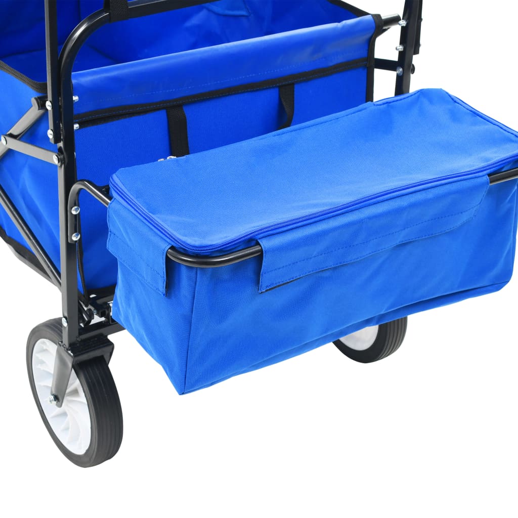 vidaXL Chariot à main pliable avec toit Acier Bleu