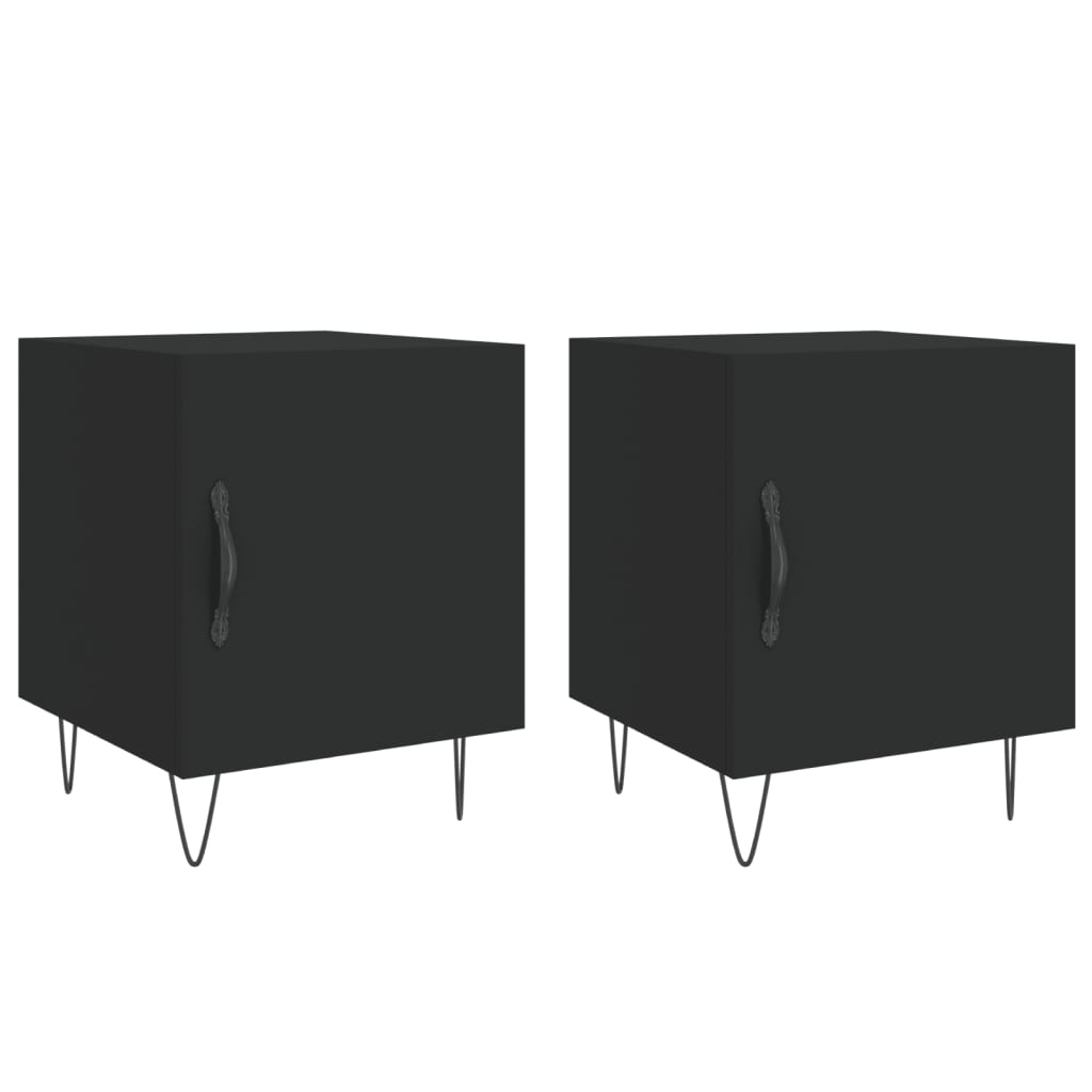 vidaXL Tables de chevet 2 pcs noir 40x40x50 cm bois d’ingénierie