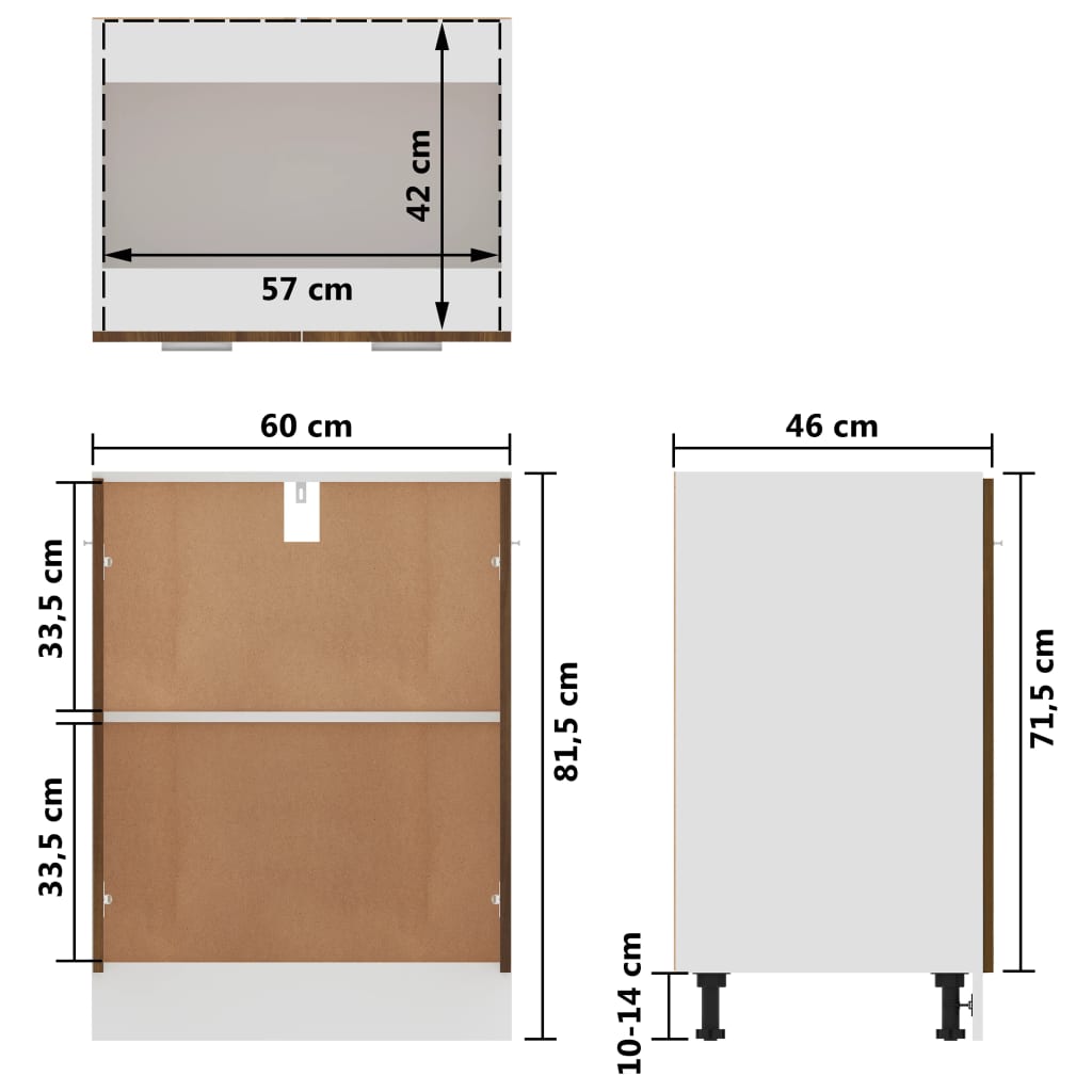 vidaXL Armoire de plancher Chêne marron 60x46x81,5cm Bois d'ingénierie