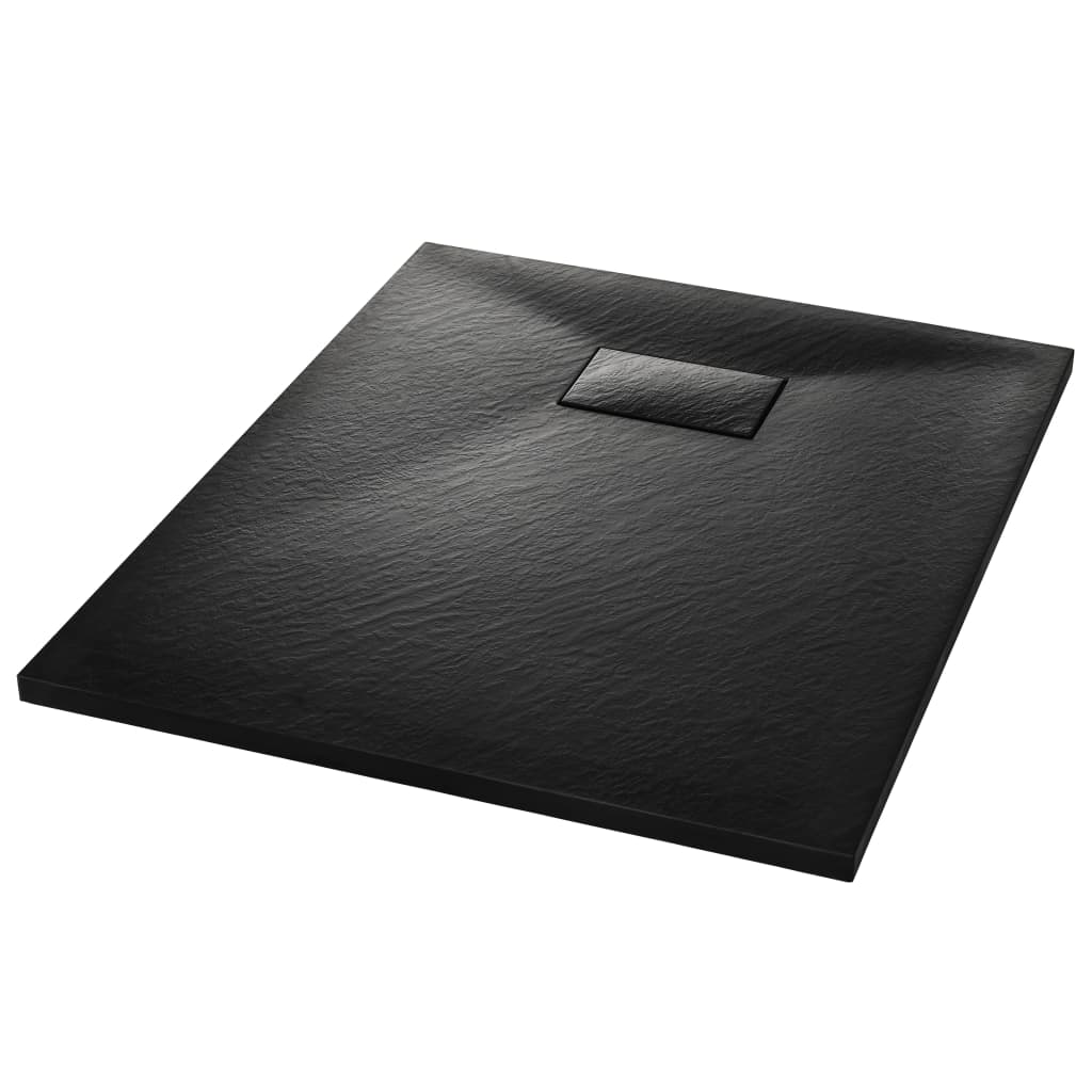 vidaXL Bac de douche SMC Noir 90 x 70 cm