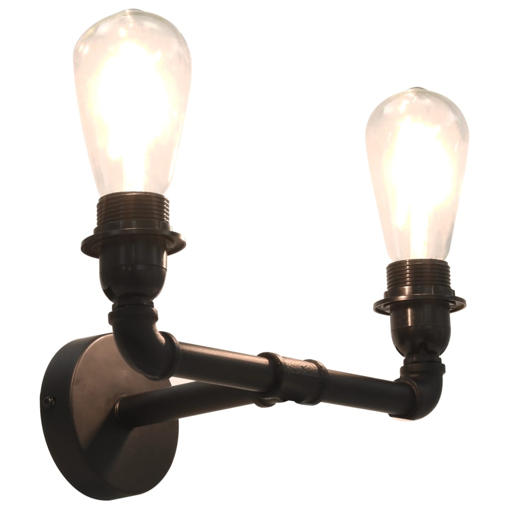 vidaXL Lampe murale à 2 voies Noir 2 ampoules E27