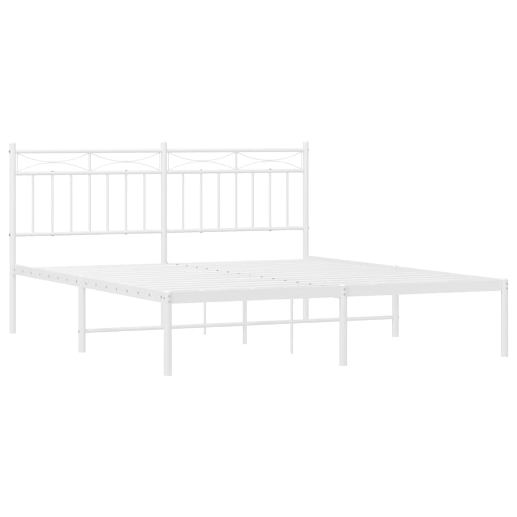 vidaXL Cadre de lit métal sans matelas et tête de lit blanc 150x200 cm