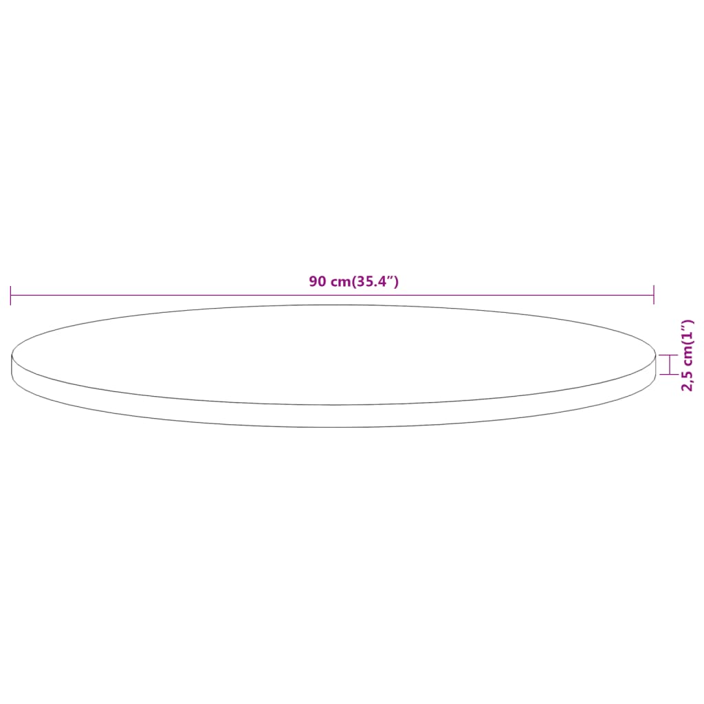 vidaXL Dessus de table Ø90x2,5 cm rond bois massif d'acacia