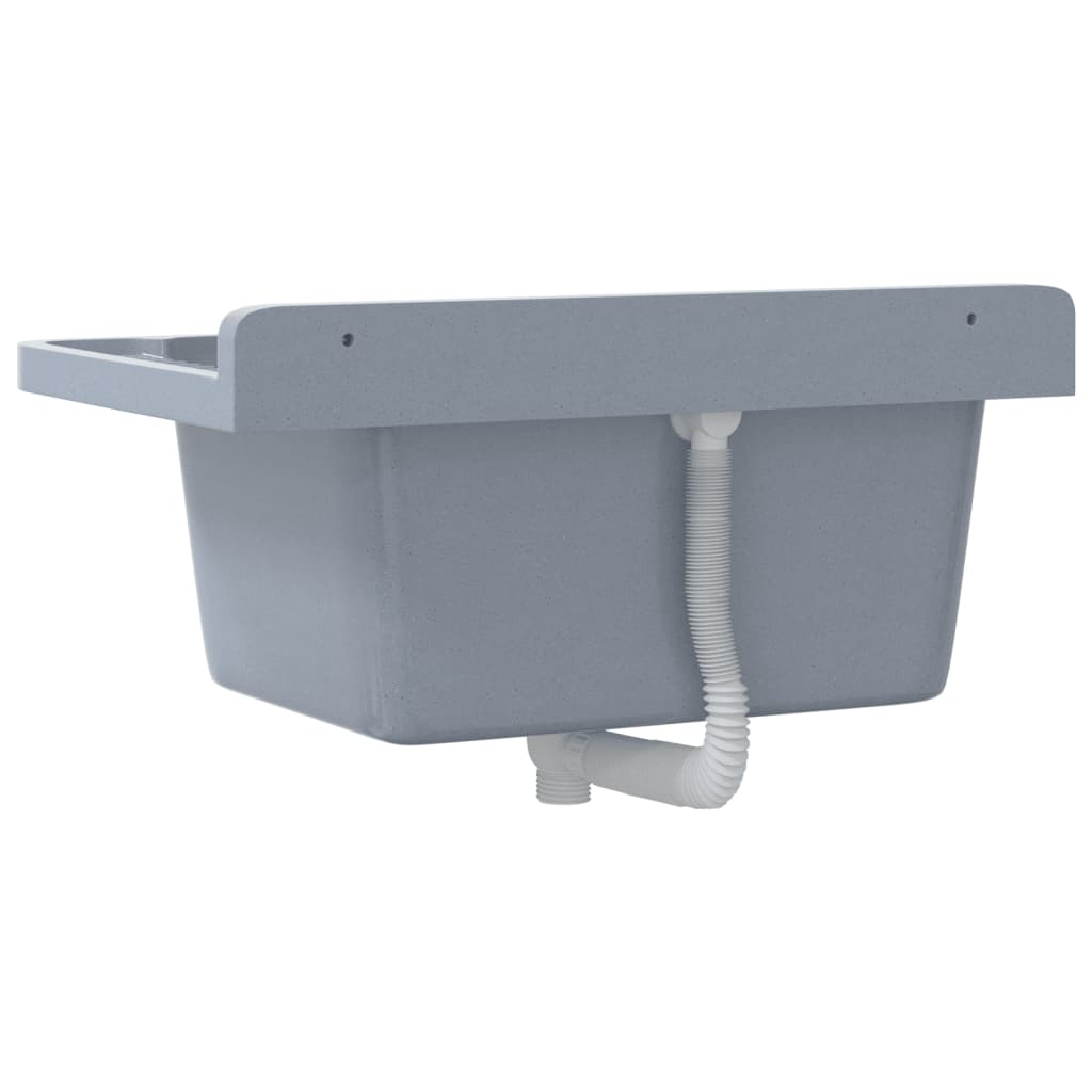 vidaXL Lavabo pour montage murale gris 60x40x28 cm résine