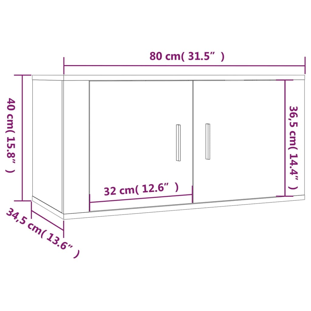 vidaXL Meubles TV muraux 2 pcs sonoma gris 80x34,5x40 cm