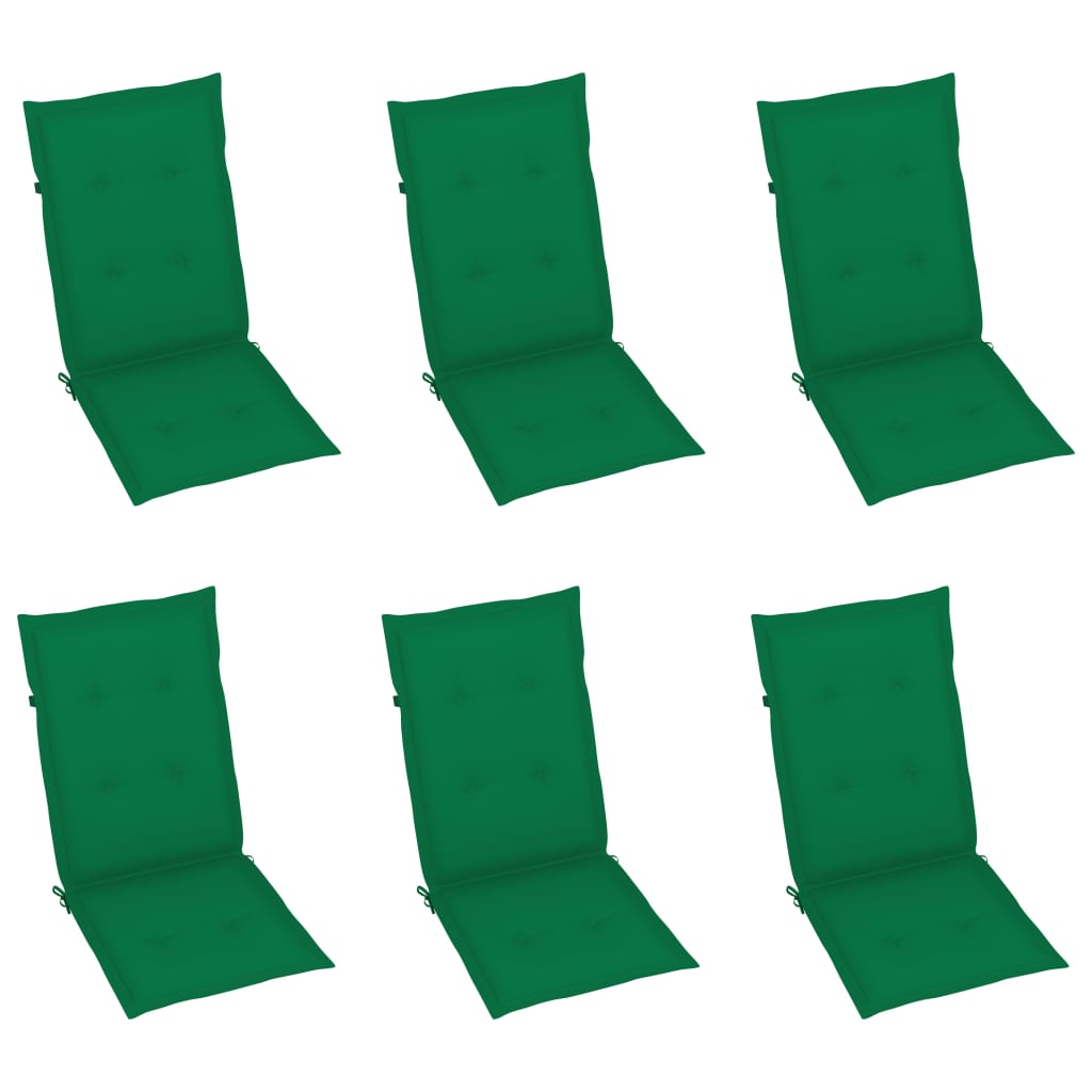 vidaXL Chaises de jardin 6 pcs avec coussins vert Bois de teck