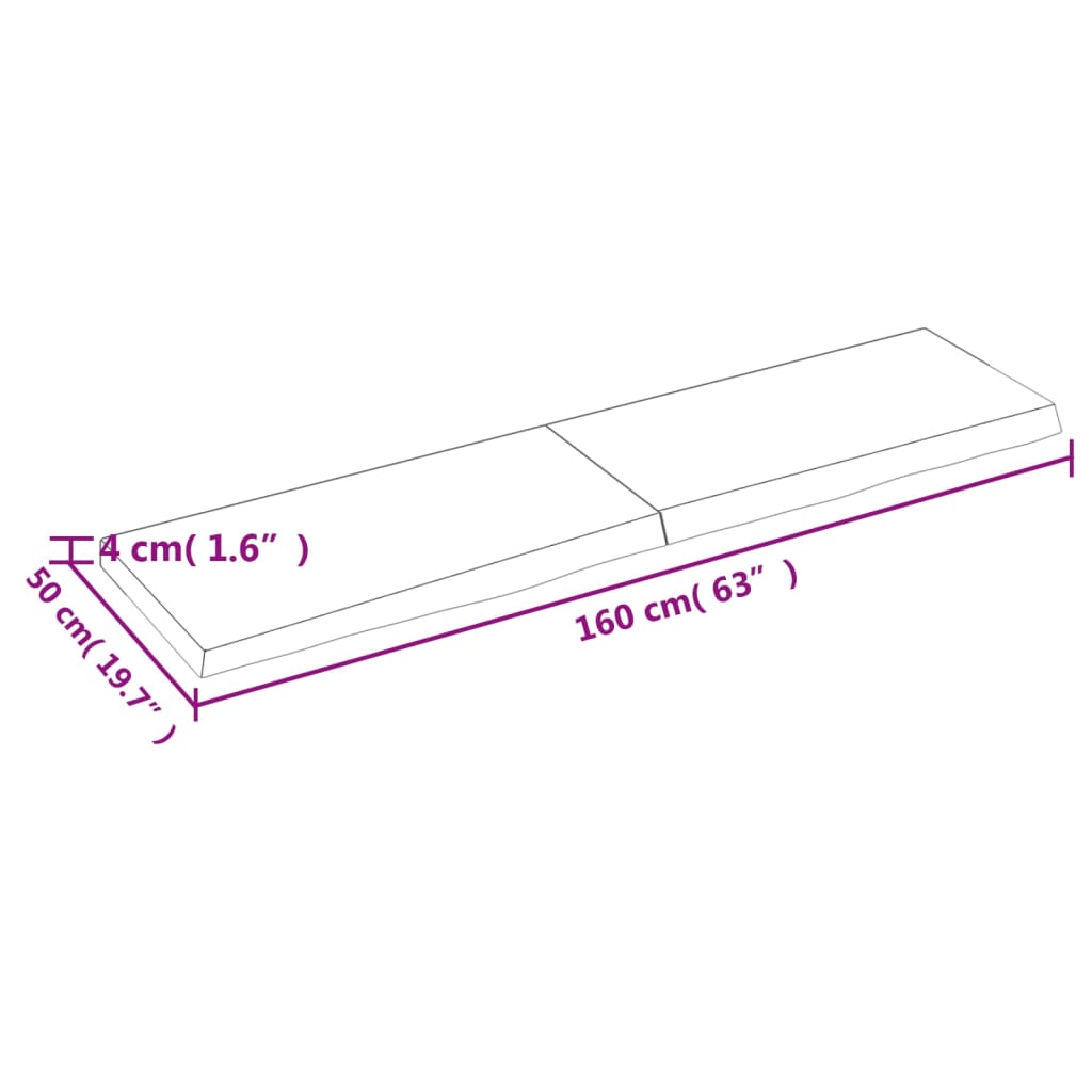 vidaXL Comptoir de salle de bain marron 160x50x(2-4) cm bois traité