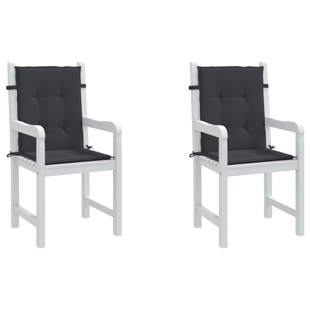 vidaXL Coussins de chaise de jardin à dossier bas lot de 2 noir