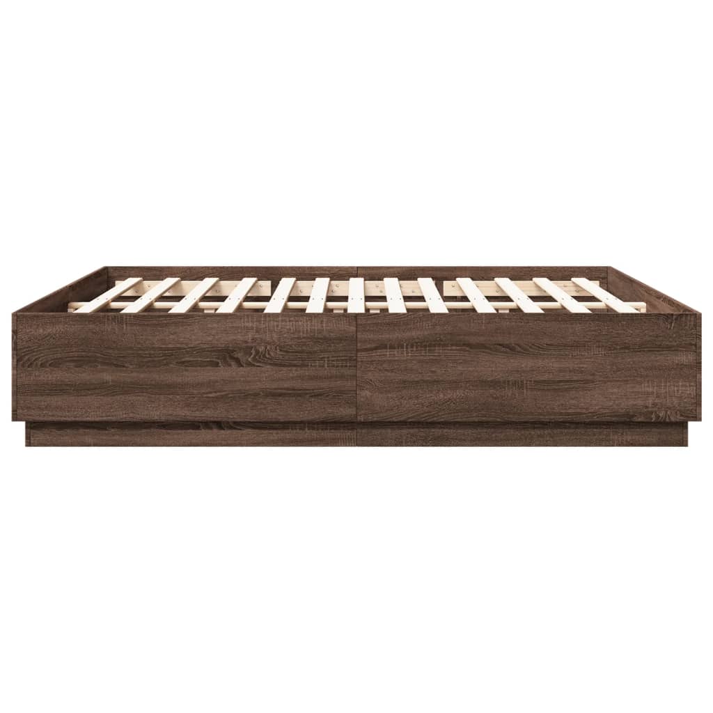 vidaXL Cadre de lit chêne marron 180x200 cm bois d'ingénierie