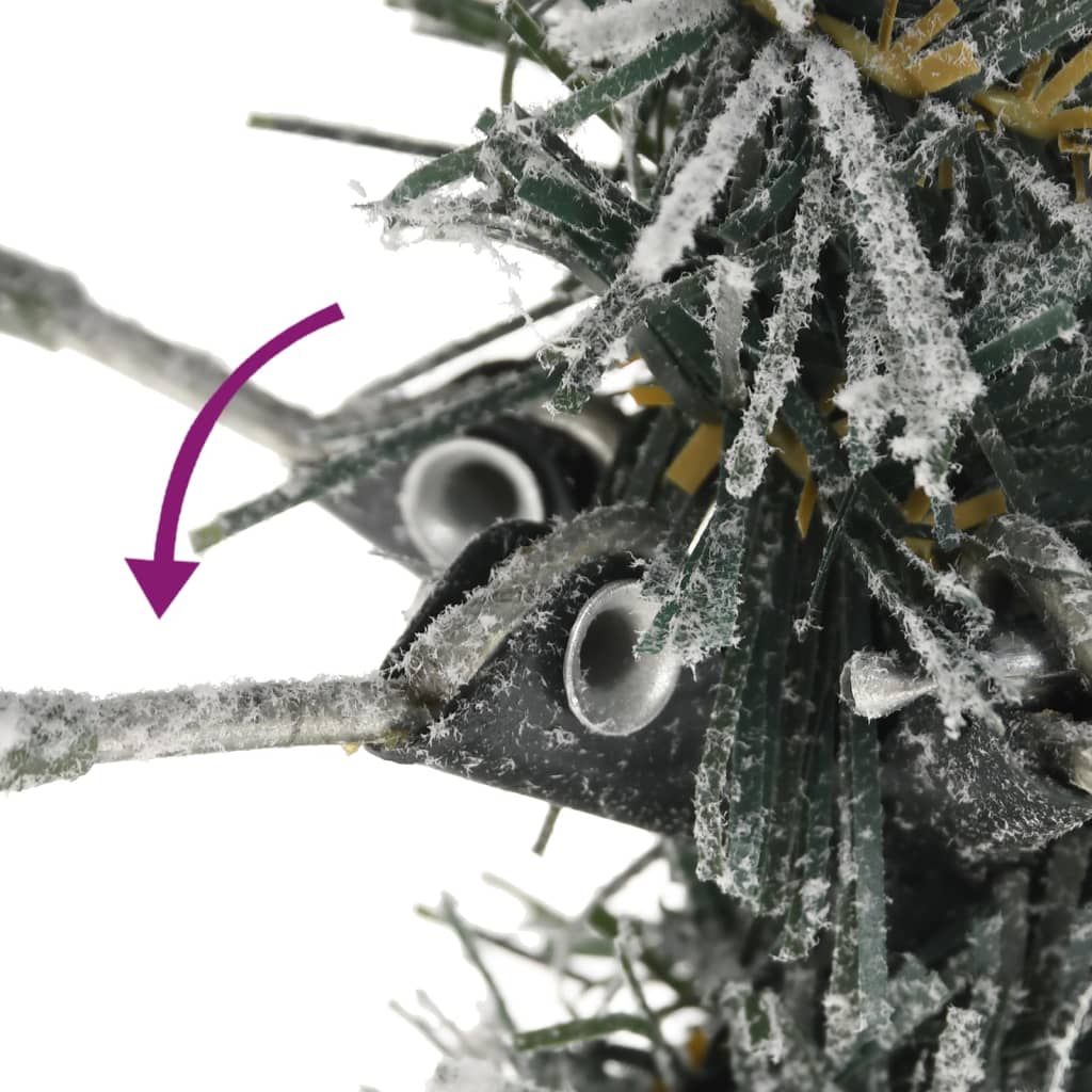 vidaXL Sapin de Noël artificiel mince avec neige floquée 210 cm PVC/PE