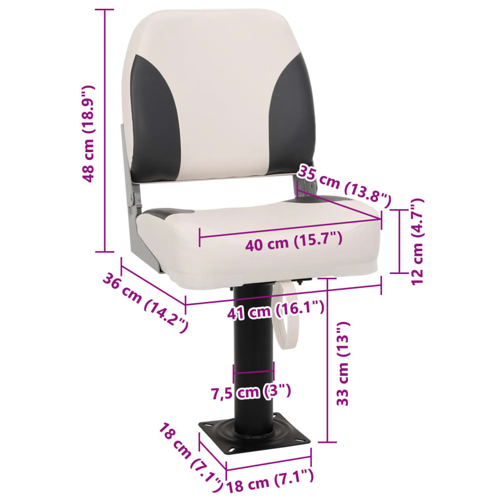 vidaXL Ensemble de sièges de bateau pliables lot de 2 dossier bas