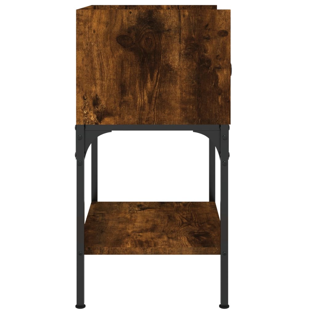 vidaXL Table de chevet chêne fumé 40,5x31x60 cm bois d'ingénierie