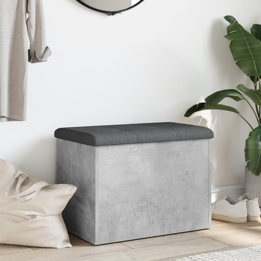 vidaXL Banc de rangement gris béton 62x42x45 cm bois d'ingénierie