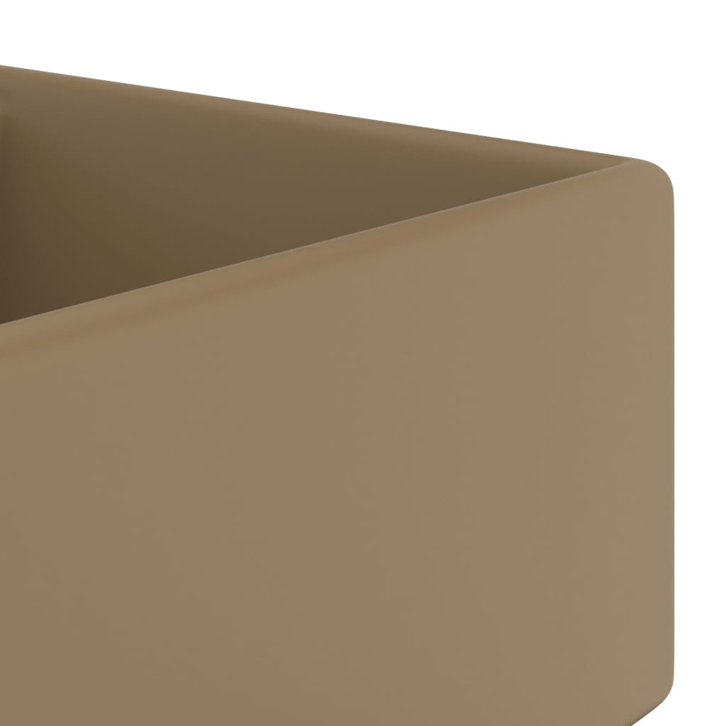 vidaXL Lavabo carré de luxe à trop-plein Crème mat 41x41 cm Céramique