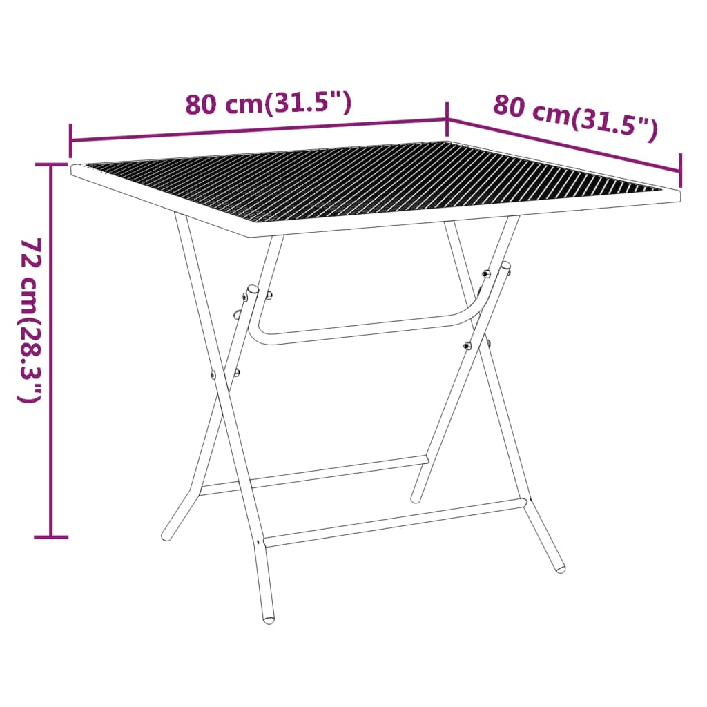 vidaXL Ensemble à manger de jardin 3 pcs Maille Métal Anthracite