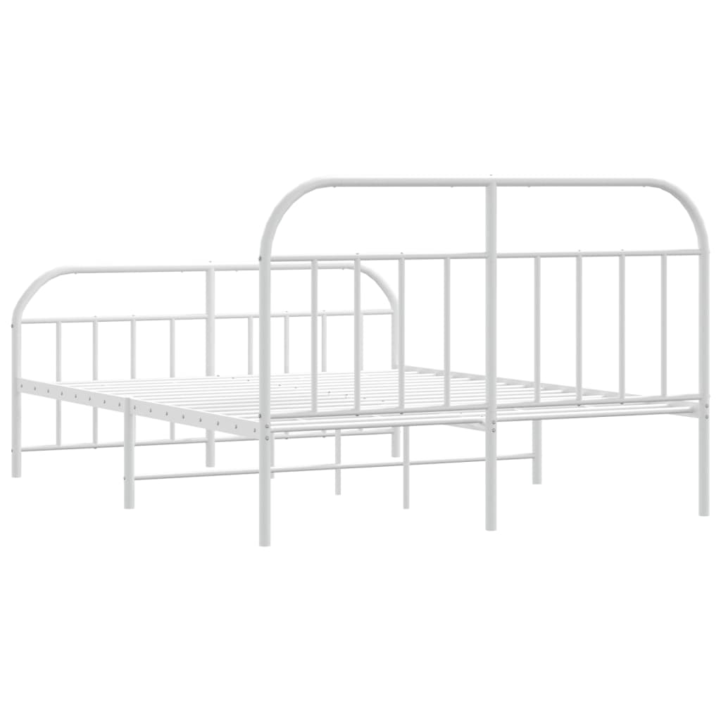 vidaXL Cadre de lit métal sans matelas et pied de lit blanc 183x213 cm