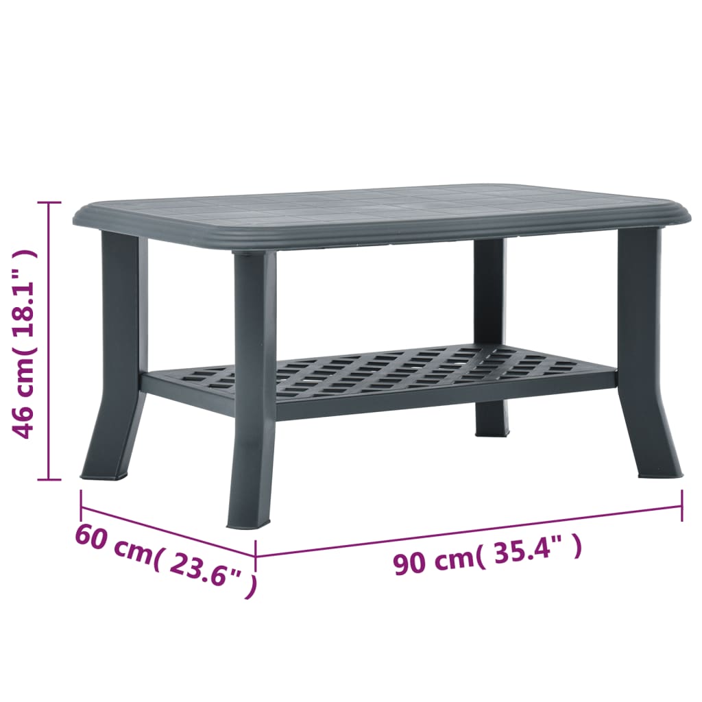 vidaXL Table basse Vert 90x60x46 cm Plastique