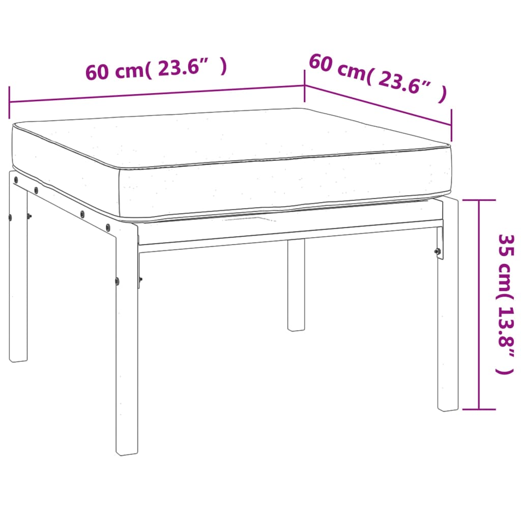 vidaXL Tabourets de jardin et coussins sable lot de 2 60x60x35cm acier