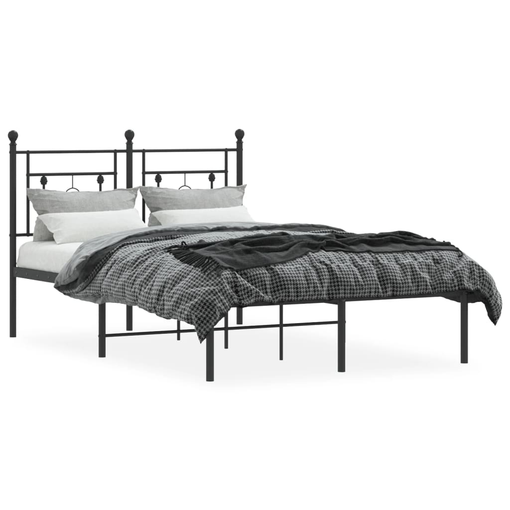 vidaXL Cadre de lit métal sans matelas avec tête de lit noir 120x190cm