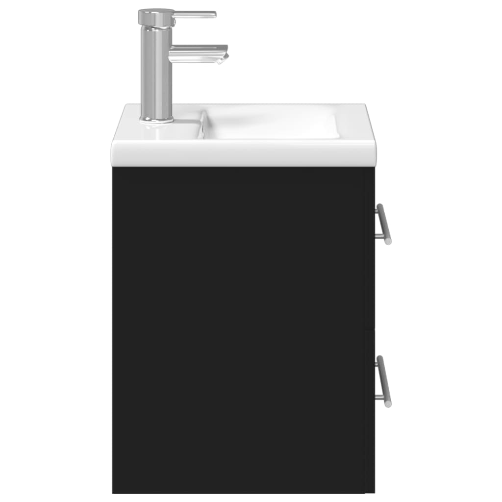 vidaXL Armoire lavabo de salle de bain avec bassin intégré noir