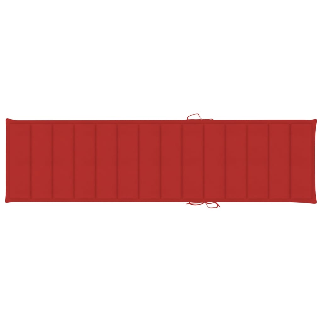 vidaXL Chaises longues lot de 2 avec coussin rouge Bois de teck solide
