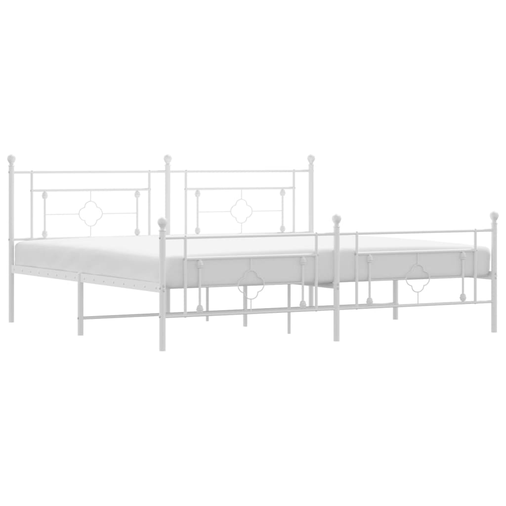 vidaXL Cadre de lit métal sans matelas et pied de lit blanc 193x203 cm