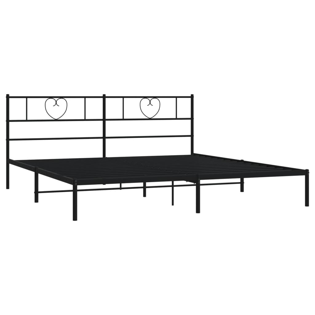 vidaXL Cadre de lit métal sans matelas avec tête de lit noir 183x213cm