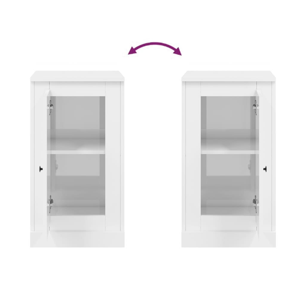 vidaXL Buffets 2 pcs blanc brillant 37,5x35,5x67,5cm bois d'ingénierie