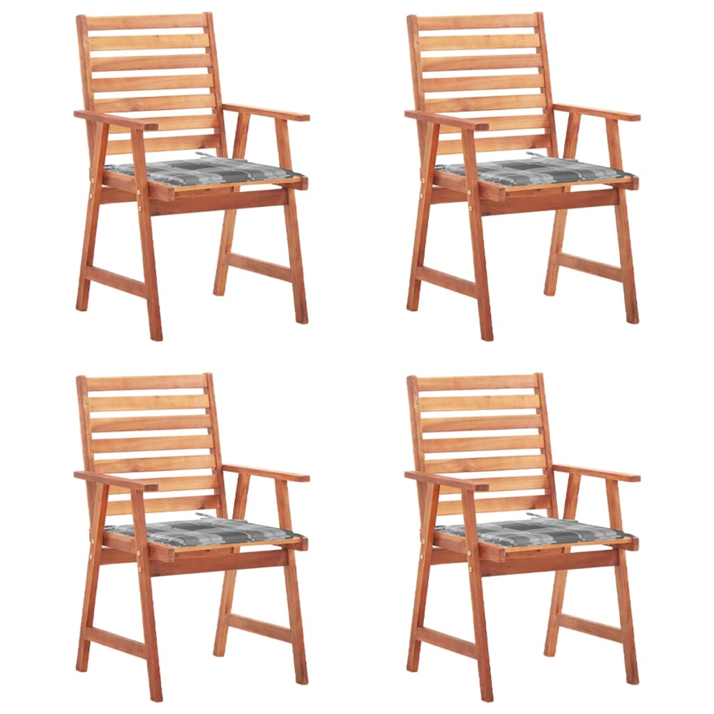 vidaXL Chaises à dîner d'extérieur 4 pcs avec coussins Acacia massif