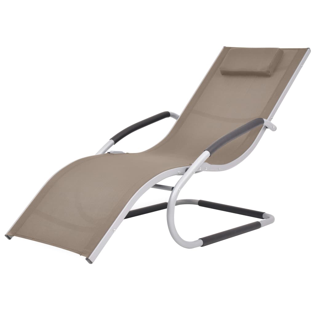 vidaXL Chaise longue avec oreiller Aluminium et textilène Taupe