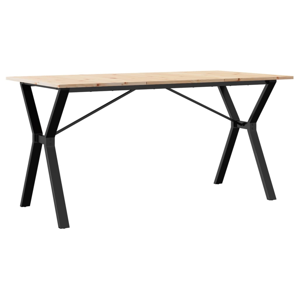 vidaXL Table à manger cadre en Y 140x80x75 cm bois de pin massif fonte