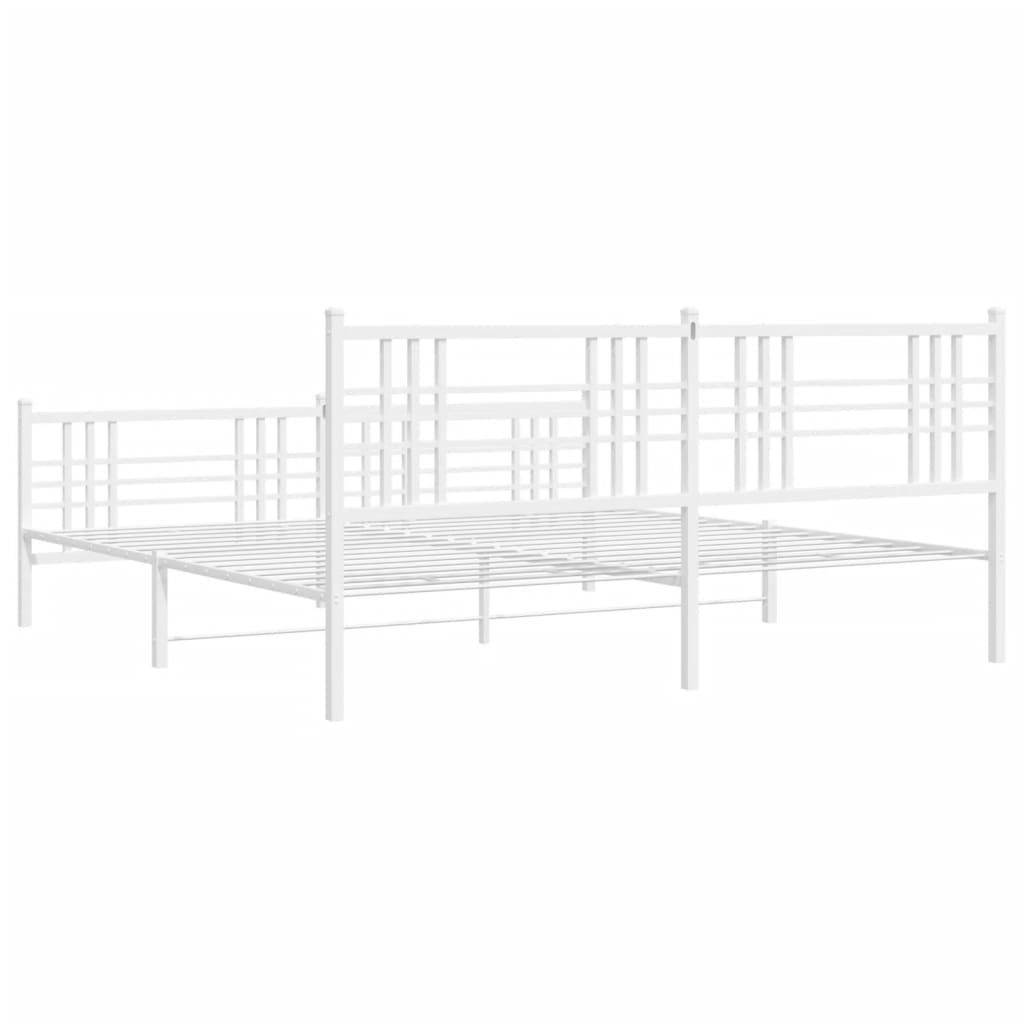 vidaXL Cadre de lit métal sans matelas et pied de lit blanc 183x213 cm