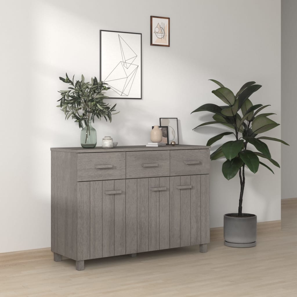 vidaXL Buffet HAMAR Gris clair 113x40x80 cm Bois massif de pin