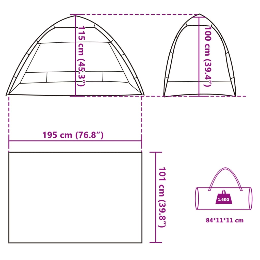 vidaXL Tente de plage 2 personnes libération rapide imperméable