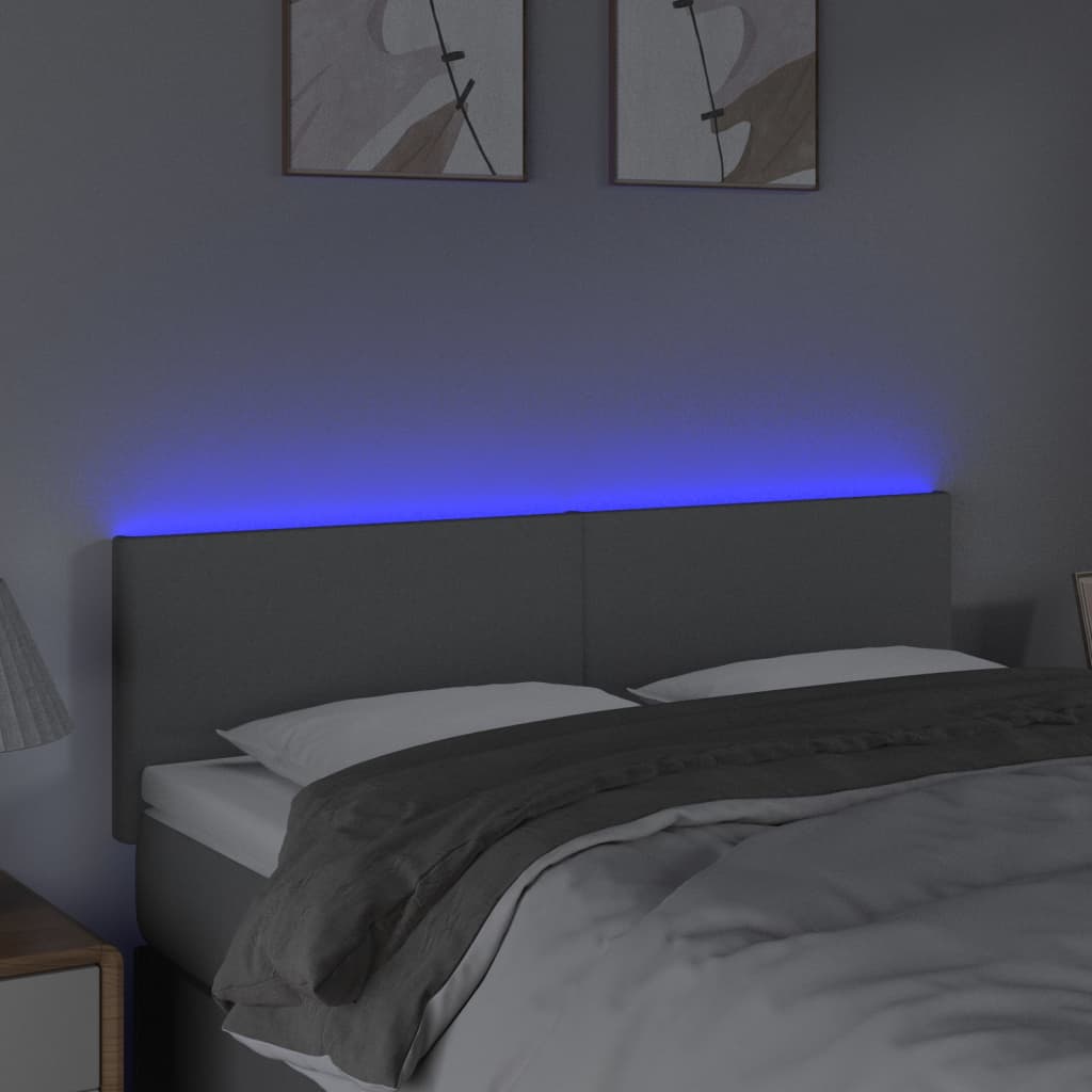 vidaXL Tête de lit à LED Gris clair 144x5x78/88 cm Tissu