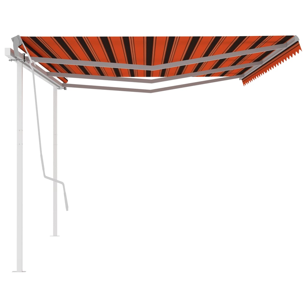 vidaXL Auvent manuel rétractable avec poteaux 6x3 m Orange et marron