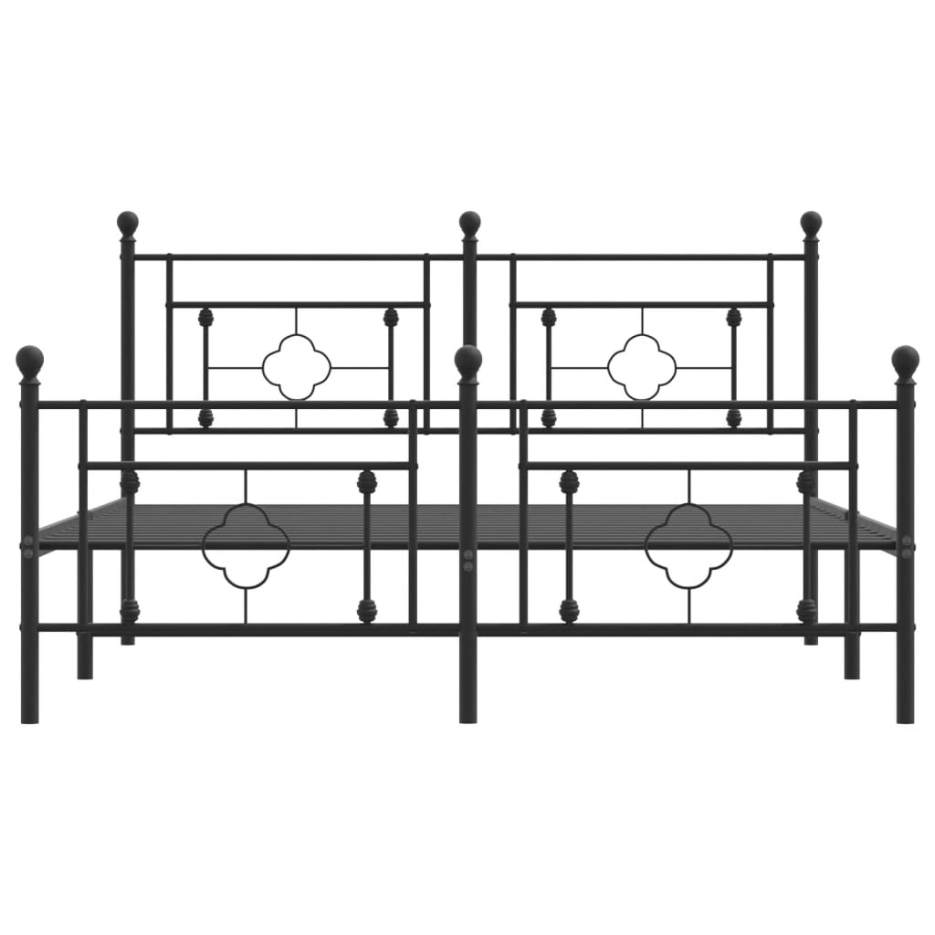 vidaXL Cadre de lit métal sans matelas avec pied de lit noir 150x200cm