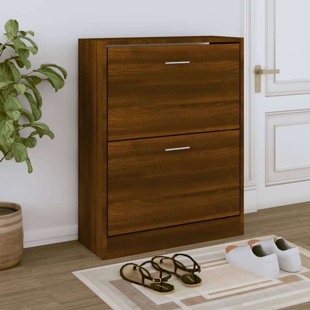 vidaXL Armoire à chaussures Chêne marron 63x24x81 cm Bois d'ingénierie