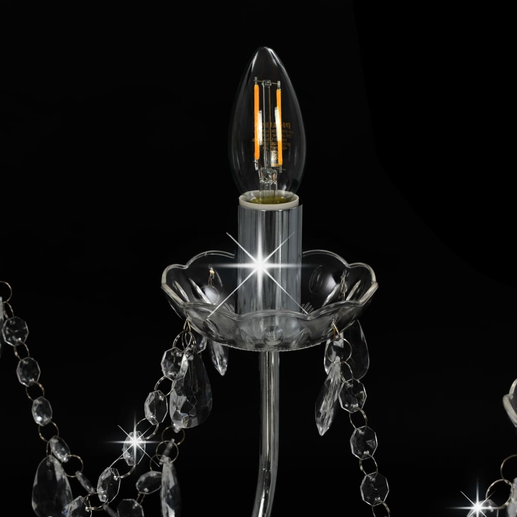 vidaXL Lustre avec perles Argenté 12 ampoules E14