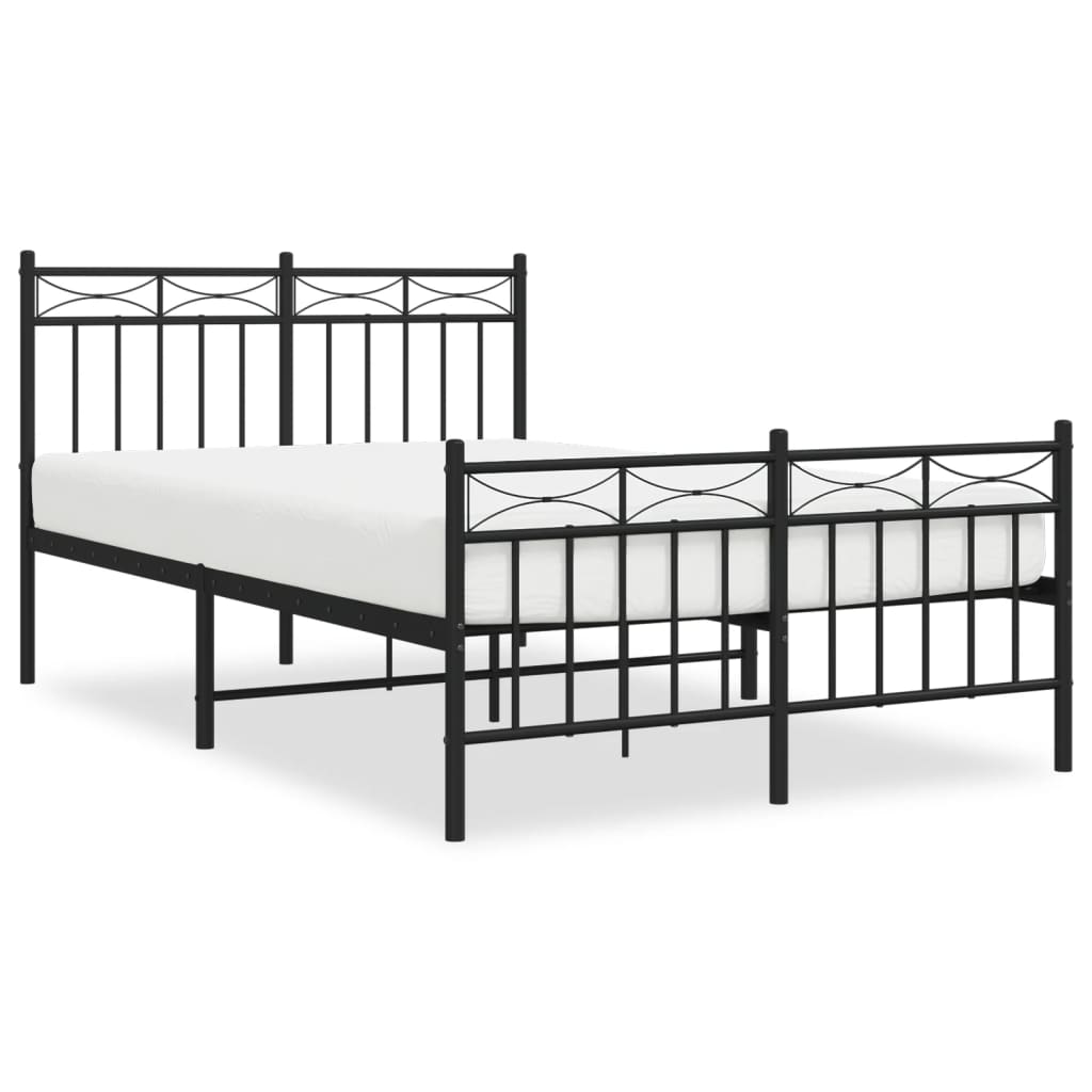 vidaXL Cadre de lit métal avec tête de lit/pied de lit noir 120x190 cm