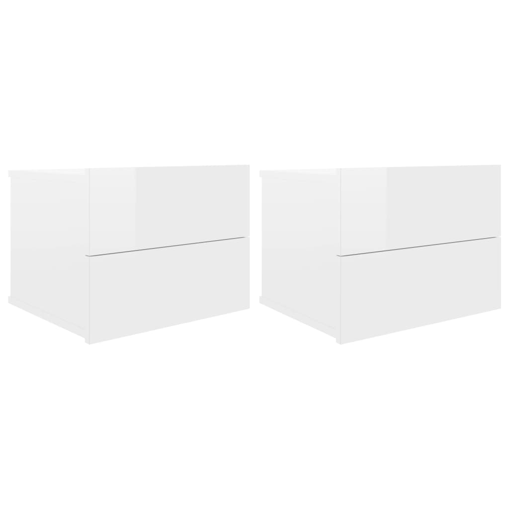vidaXL Tables de chevet 2pcs Blanc brillant 40x30x30cm Bois ingénierie