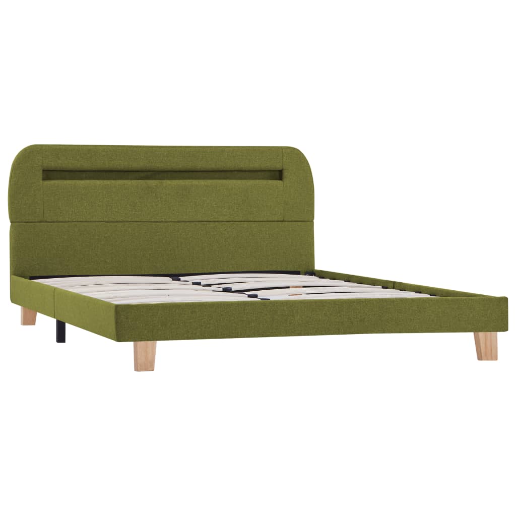 vidaXL Cadre de lit avec LED sans matelas vert tissu 140x200 cm