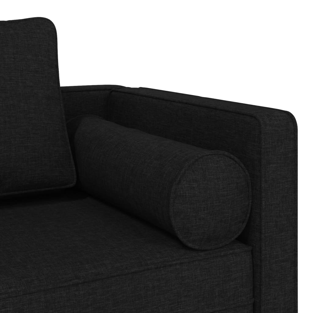 vidaXL Chaise longue avec coussins noir tissu