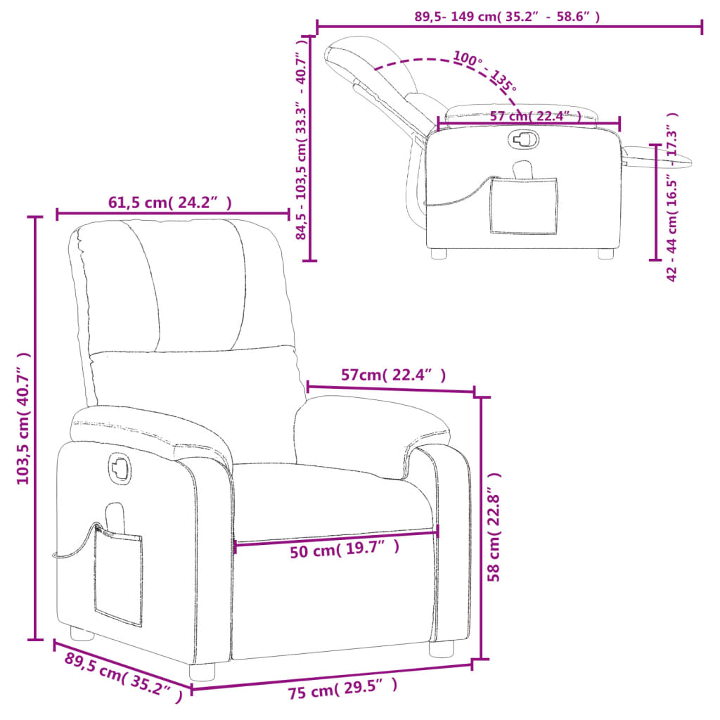 vidaXL Fauteuil inclinable de massage gris foncé tissu microfibre