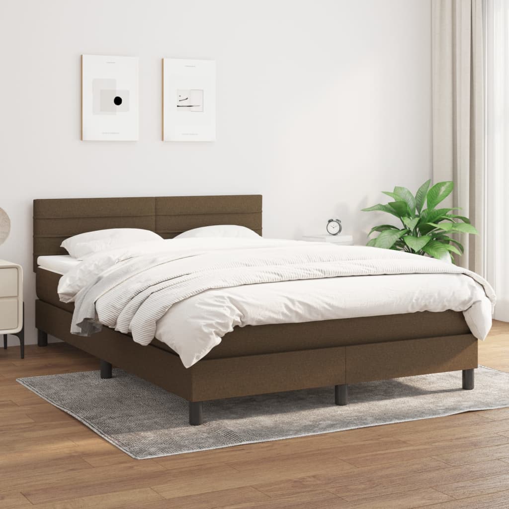 vidaXL Sommier à lattes de lit avec matelas Marron foncé 140x200 cm
