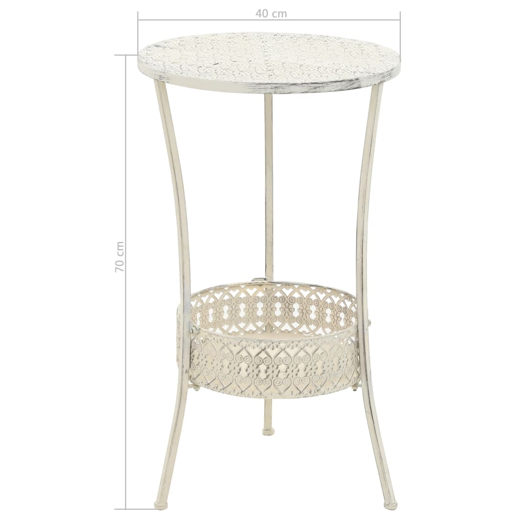 vidaXL Table de bistro Style vintage Ronde Métal 40x70 cm Blanc