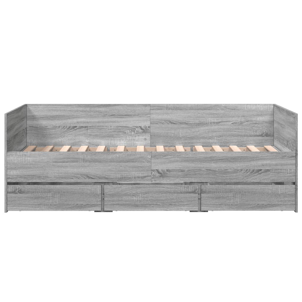 vidaXL Lit de jour avec tiroirs sans matelas sonoma gris 90x190 cm